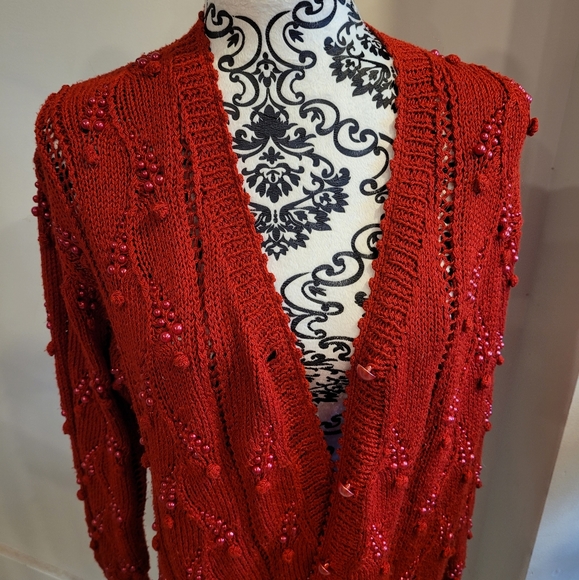 Vintage Magnolia beaded pompom cardigan - Picture 2 of 3